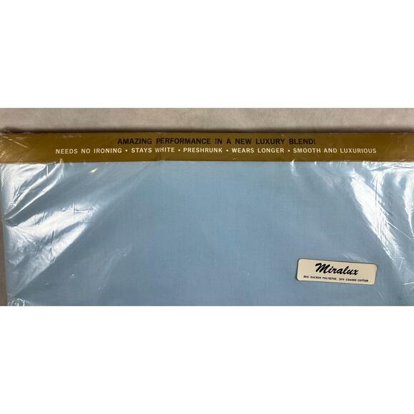 Lady Pepperell Miralux Percale Double Flat Sheet Solid Blue New Dead Stock - Picture 8 of 8